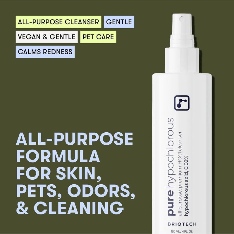 BRIOTECH Pure Hypochlorous Acid Spray and Cleanser, Original Premium HOCl Topical Solution, Multi-Purpose Cleaner, Family Approved & Pet Friendly, 4 fl oz - Image 3