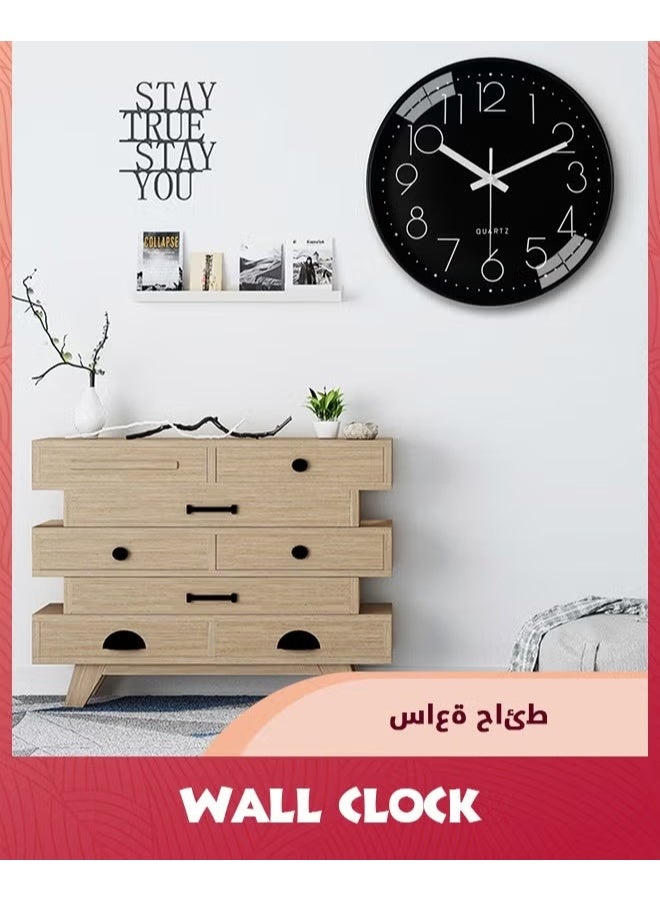 EETU Wall Clock,12-inch Modern Round Simple Wall Clock,Silent Non Ticking Decor Quartz Clock,Battery Operated,Easy To Read,Silent Wall Clock For Bedroom/Living Room/Kitchen/Office/School/Home - Image 2