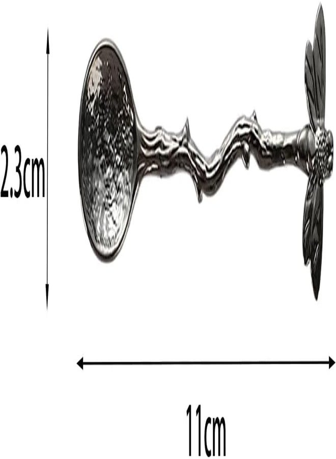 WaigN Gun Black Retro Dragonfly Coffee Teaspoon Stainless Steel Tableware Creative Sugar Spoon Tea Stir Bar, Dessert, Cake, Long Handle Kitchen Gadget Antique, Teaspoons - Image 2