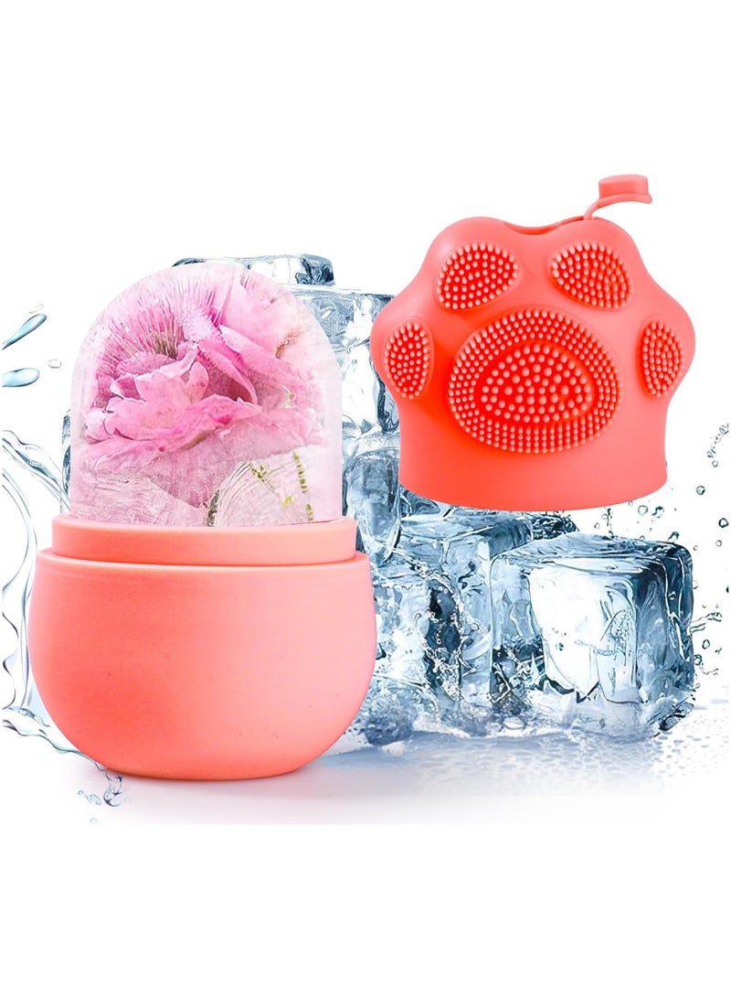 Generic Upgrade 2 in 1 Ice Roller for Face, Cat Paw Shape Beauty Facial Massage & Washing, Glow Cube for Face, Skin Care Tools for Eye Wrinkles, Acne Puffiness Relief (Pink)  - Image 1