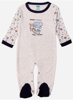Babies Basic BabiesBasic 100% cotton Printed Long Sleeves Jumpsuit/Romper/Sleepsuit for babies, 3-6 Months , Grey  - Image 1