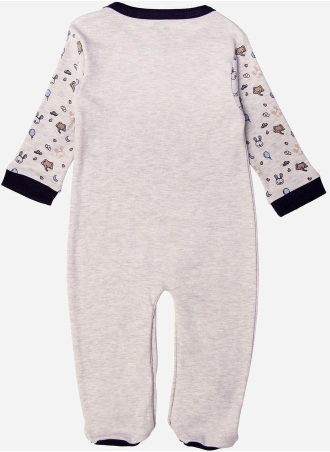 Babies Basic - BabiesBasic 100% cotton Printed Long Sleeves Jumpsuit/Romper/Sleepsuit for babies, 3-6 Months , Grey - Image 1