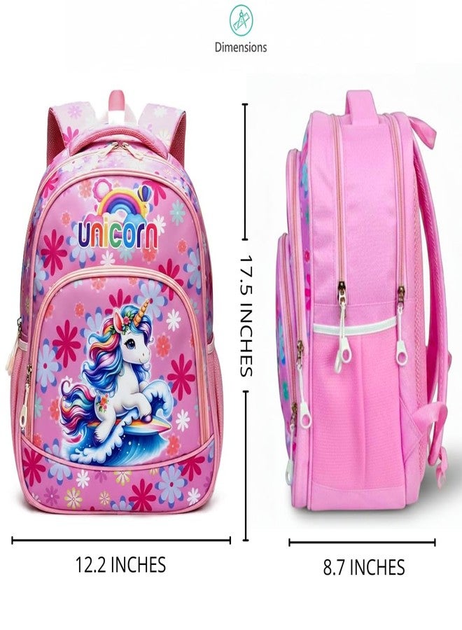 Stylbase 27L Kid School Backpack Bag for Girls and Boys | Ideal School Picnic travel & Travelling Bag |17Inches 4 Compartments, Water-Resistant Multipurpose for Kids (Baby Pink Unicorn) - Image 3