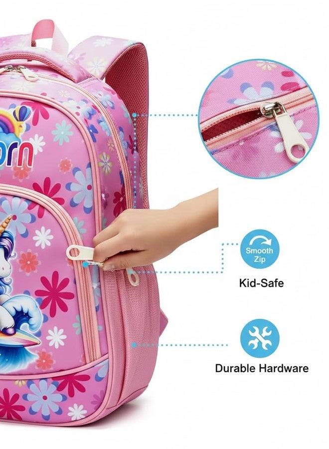 Stylbase 27L Kid School Backpack Bag for Girls and Boys | Ideal School Picnic travel & Travelling Bag |17Inches 4 Compartments, Water-Resistant Multipurpose for Kids (Baby Pink Unicorn) - Image 5