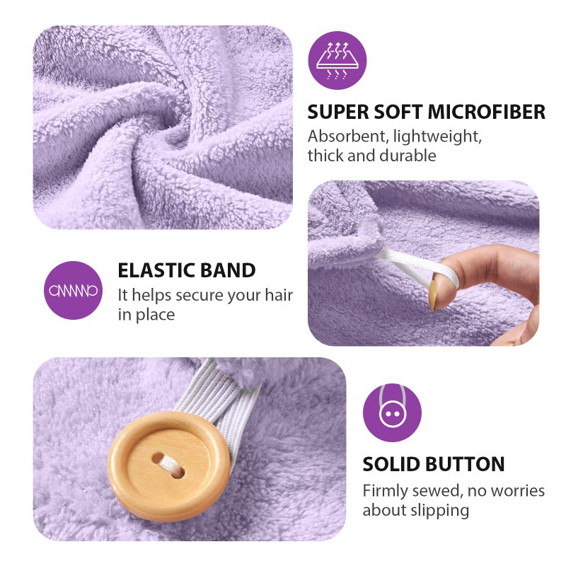 YFONG Larger Microfiber Hair Towel Wrap for Women, Purple, 30" X 10.2" - Image 3