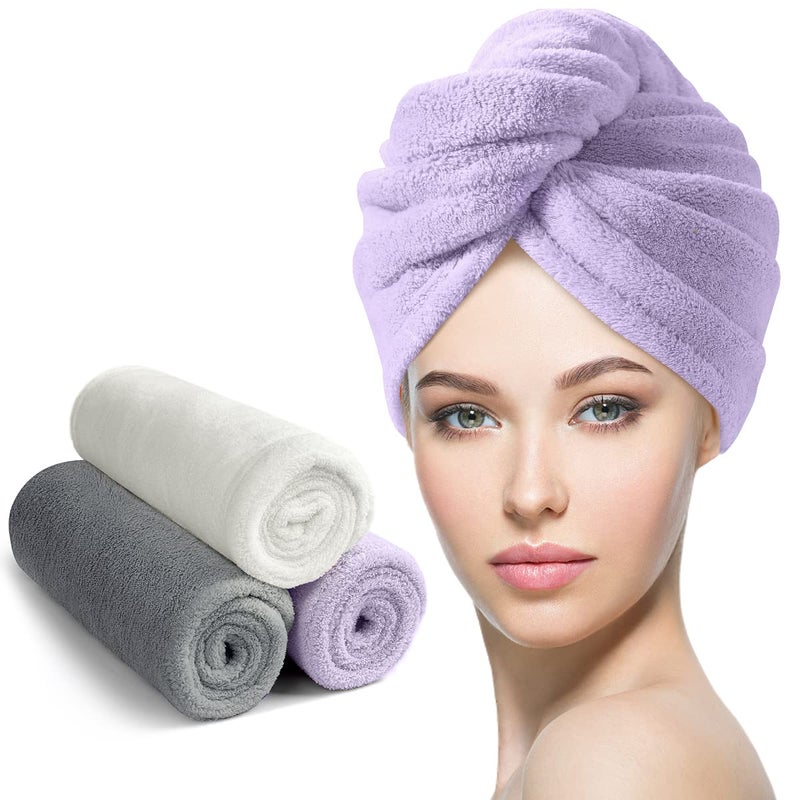 YFONG Larger Microfiber Hair Towel Wrap for Women, Purple, 30" X 10.2" - Image 1