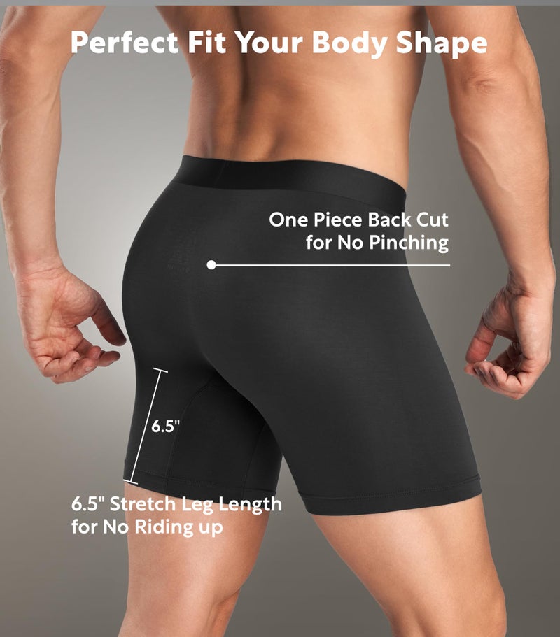 DAVID ARCHY Mens Underwear Silky Soft Second Skin Modal Boxer Briefs Waistfree Seamless Waistband Underwear for Men Pack of 4 (L, Black) - Image 4