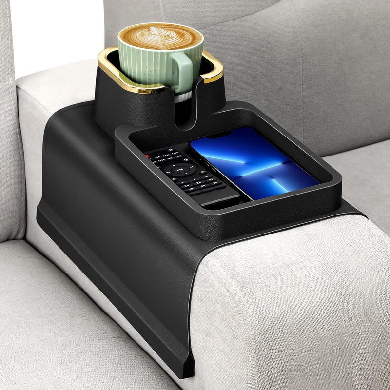 KEYOZA Couch Cup Holder Tray Silicone AntiSpill and AntiSlip Armrest Cup Holder Couch Strong and Weighted RemoteSnacksCellphoneEarbuds Gift for Mom Dad Grandma or Grandpa - Image 1