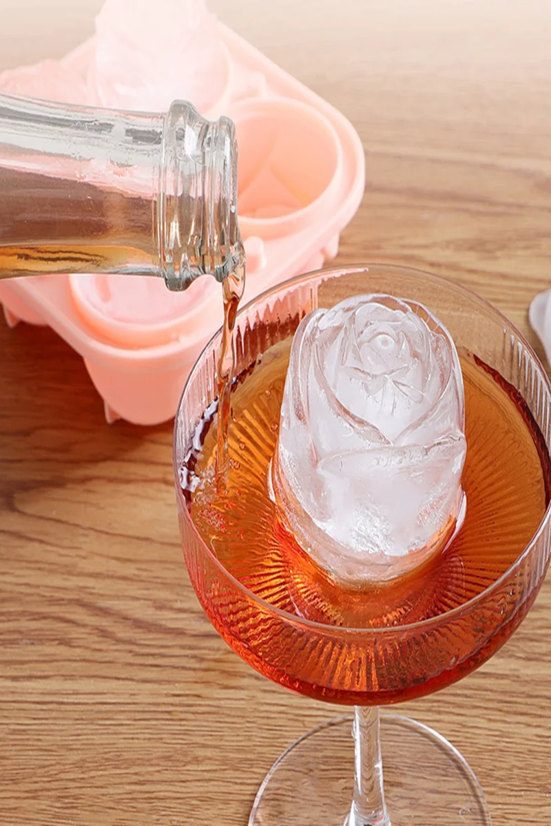 Safestore Practical 4 Piece Silicone Large Rose Shaped Ice Mold 4 Pieces Silicone Rose Ice Mold