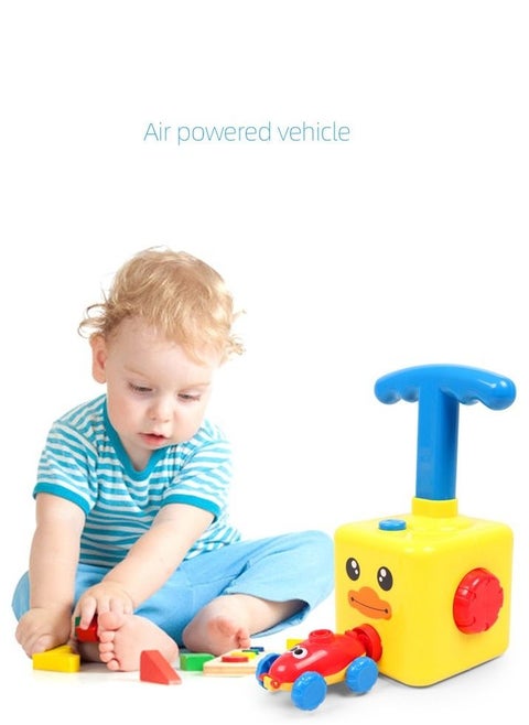 Balloon Launcher Toy Set, Power Balloon Racer Car Toy,Balloon Powered Launch Car, Aerodynamic Cars Stem Toys Yellow duck