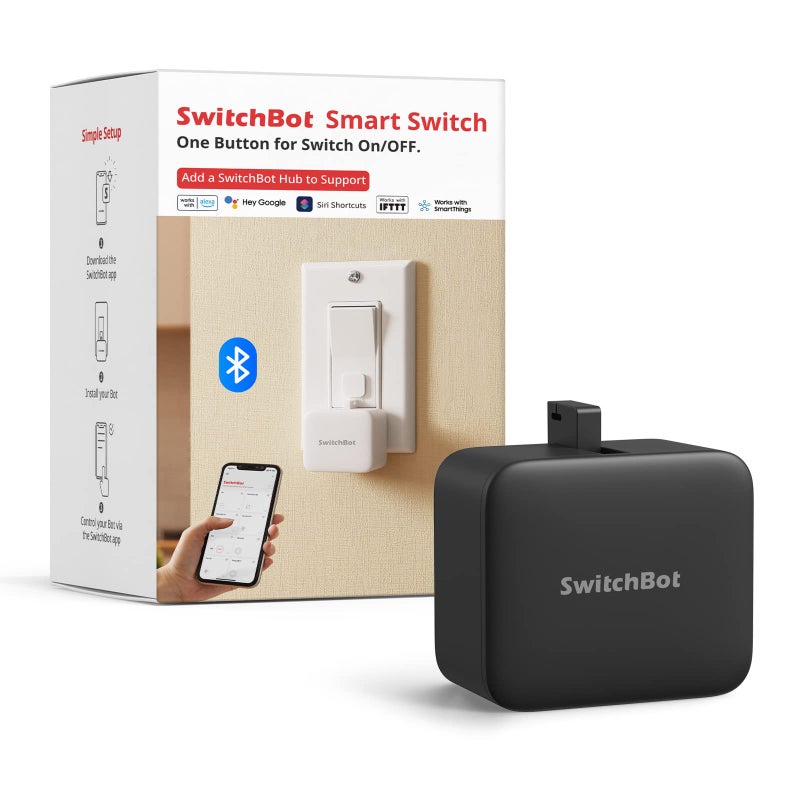 SwitchBot Smart Switch Button Pusher - Bluetooth Fingerbot for Rocker Switch/One-Way Button, Automatic Light Switch, Timer and APP Control, Works with Alexa When Paired with SwitchBot Hub (Black) - Image 1