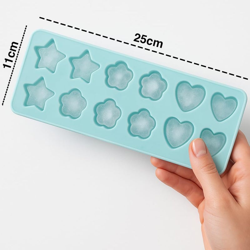 MAX-EMA GLOBAL MAX‑EMA GLOBAL Ice Cube Trays 3 Pack 36 Ice Cube Plastic Moulds Heart, Star, Flower With No Spill Easy‑release Flexible Base And Plastic Frame For Freezer Reusable Ice Cube Tray - Image 5