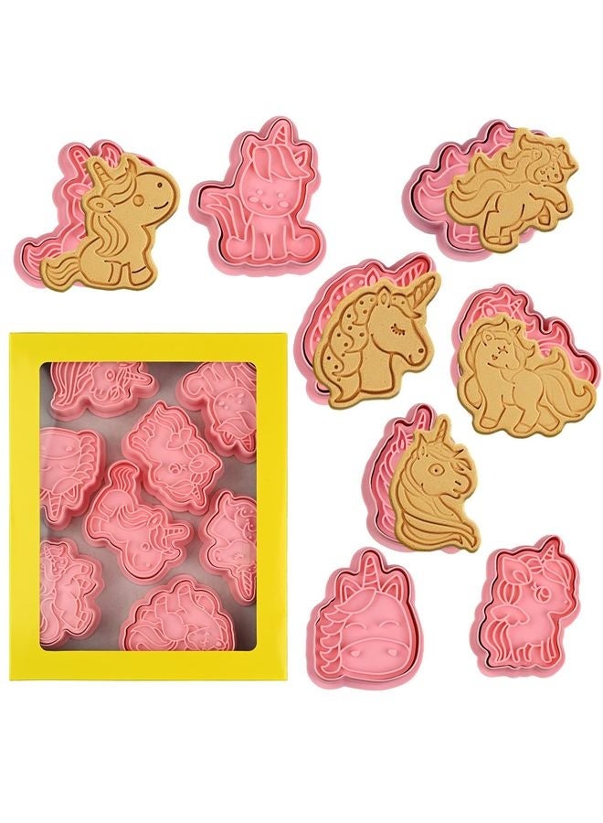 هومستر 8 قطع من وحيد القرن طقم قطع البسكويت مع طوابع العصي -رأس وحيد القرن يطبع الطوابع لخبز الجبن مخفوقة البسكويت - Image 1