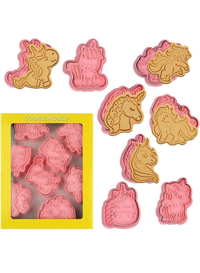 هومستر 8 قطع من وحيد القرن طقم قطع البسكويت مع طوابع العصي -رأس وحيد القرن يطبع الطوابع لخبز الجبن مخفوقة البسكويت - Image 4