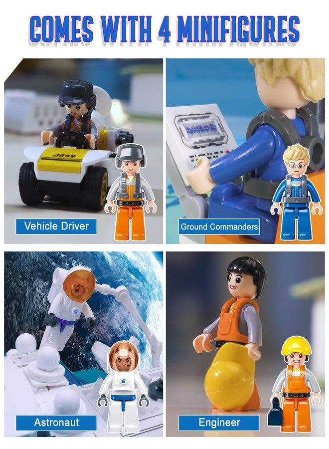 Sluban City Space Launch Center Building Set, Rocket Launchpad Building Kit with 4 Astronaut Minifigures for STEM Role-Play, Gift Toys for Boys 6-12, Compatible with Lego Space, 424 PCS - Image 4