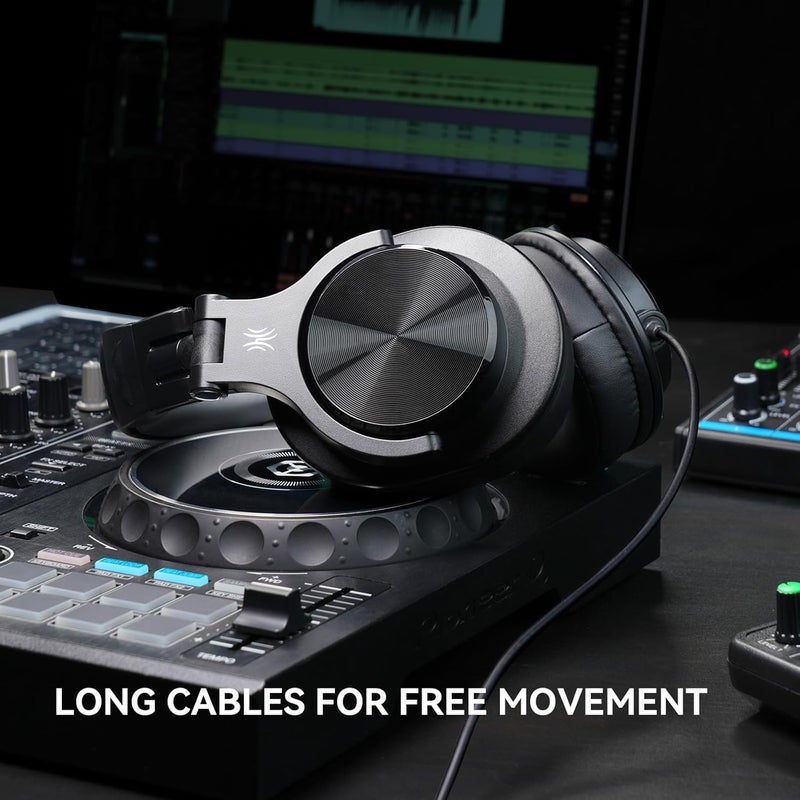OneOdio A71D Wired Over-Ear Headphones, Hi-Res DJ Stereo Headphone Studio Monitor Headsets with Foldable Design, 3.5/6.35MM Plug for AMP Recording Piano Mixing PC Guitar - Black - Image 3