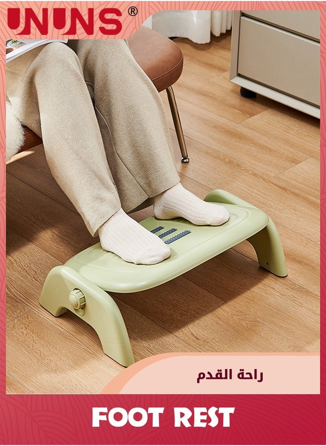UNUNS - Under Desk Footstool,Foot Rest Under Desk For Office,Height Adjustable Foot Rest With Massage Surface,Ergonomic Foot Stool For Desk,Green - Image 1