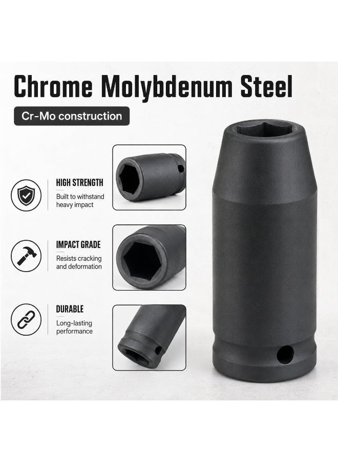 12mm Deep Impact Socket, 1/2 Inch Drive, 6 Point Cr-Mo Chrome Molybdenum Steel Socket for Impact Wrench, Ratchet and Breaker Bar - Image 3