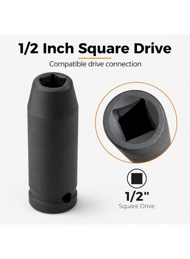 12mm Deep Impact Socket, 1/2 Inch Drive, 6 Point Cr-Mo Chrome Molybdenum Steel Socket for Impact Wrench, Ratchet and Breaker Bar - Image 2