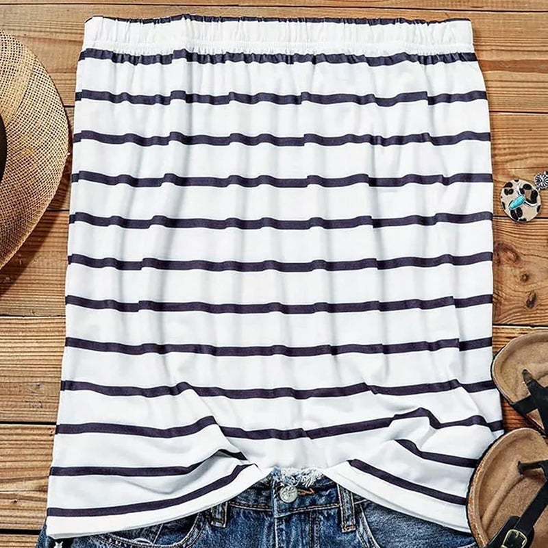 klarako Women Striped Tube Top Strapless Sleeveless Bandeau Tank Tops Summer Casual Backless Loose Pleated Tank Blouse Shirt - Image 3