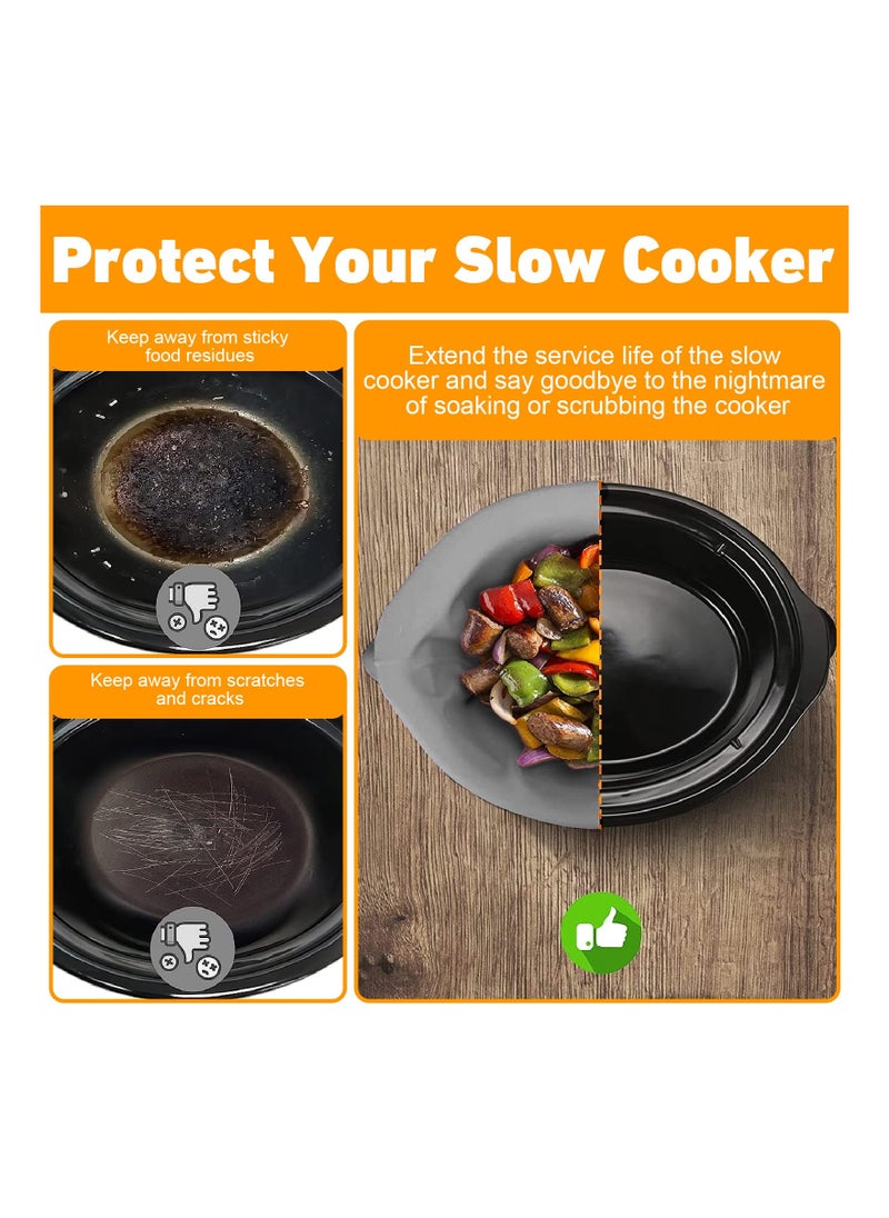 SYOSI Silicone Slow Cooker Liners, Reusable Slow Cooker Cooking Bags Fit 3-8.5 Quarts for Oval or Round Pot Slow Cooker, Leakproof & Easy Clean Bags Liners, Kitchen Accessories (Black+Gray)(2 Pack)  - Image 2