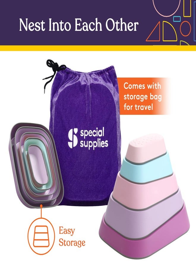 Special Supplies Set of 5 Stepping Stones for Kids Indoor and Outdoor Balance Blocks Promote Coordination, Balance Strength Child Safe Rubber, Non-Slip Edging (Unicorn) - Image 2