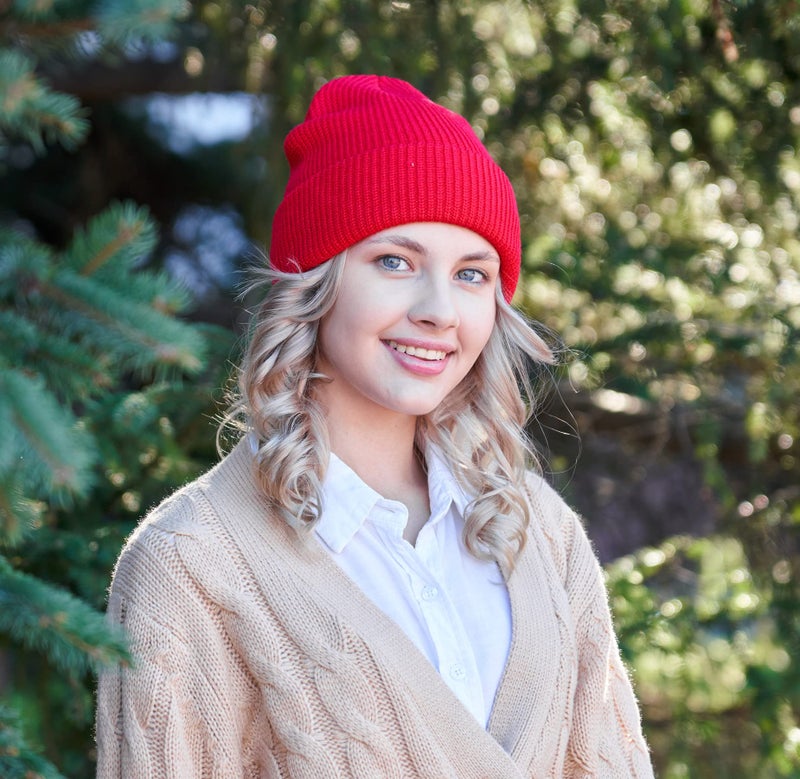 Connectyle Outdoor Classic Bassic Men 's Warm Winter Hats Daily Thick Knit Cuff Beanie Cap Red, 55 60cm - Image 3