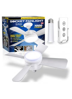 General Socket Fan Light Original Socket Ceiling Fan with Lights and Remote 3 Adjustable Fan Speed Brightness Settings  - Image 1