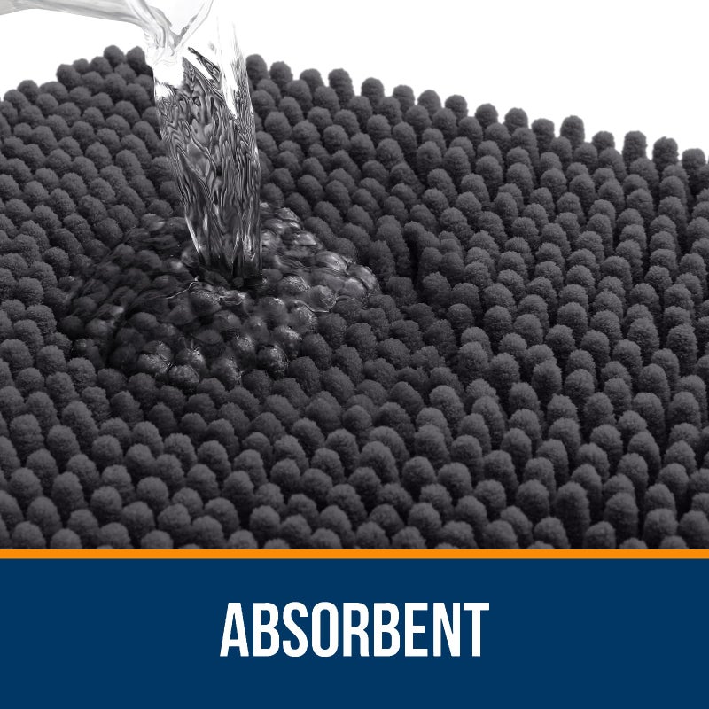 OLANLY Toilet Rugs U-Shaped 24x20, Extra Soft Absorbent Chenille Contour Bathroom Rugs for Toilet, Dry Quickly, Machine Washable, Non-Slip Bath Mat, Dark Grey - Image 4
