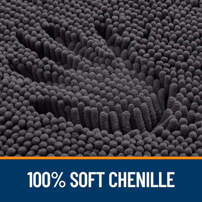 OLANLY Toilet Rugs U-Shaped 24x20, Extra Soft Absorbent Chenille Contour Bathroom Rugs for Toilet, Dry Quickly, Machine Washable, Non-Slip Bath Mat, Dark Grey - Image 3