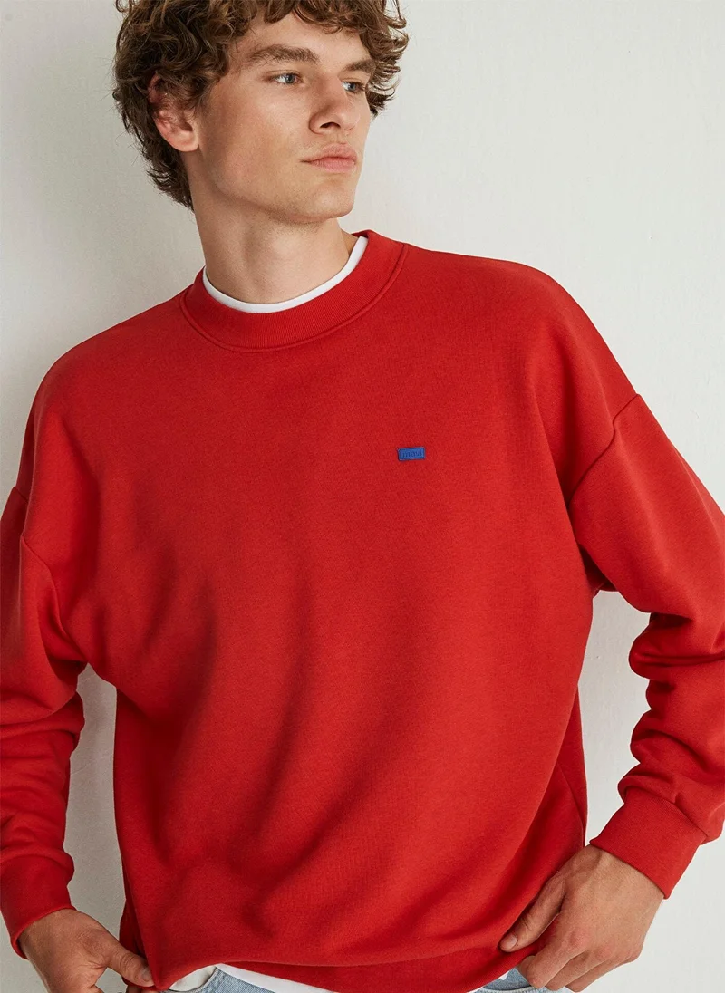 MAVI Crew Neck Red Basic Sweatshirt