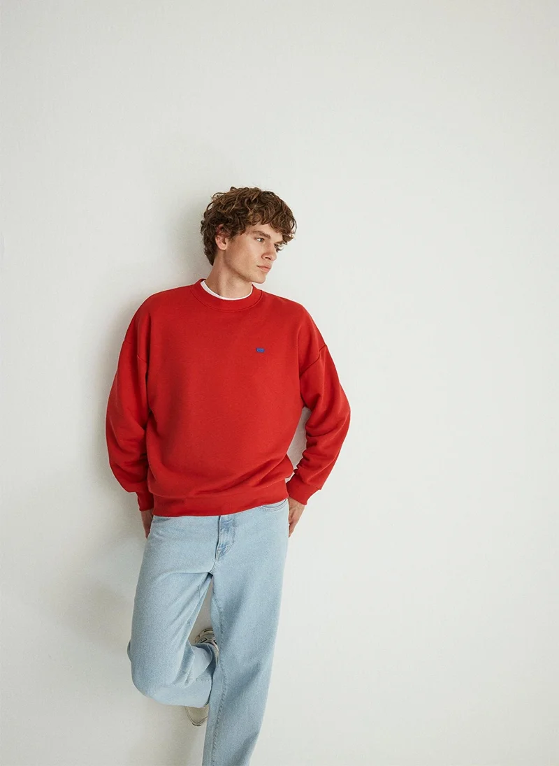 MAVI Crew Neck Red Basic Sweatshirt