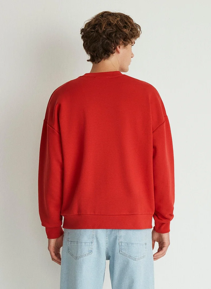 مافي بلوفر بياقة دائرية أحمر أساسي