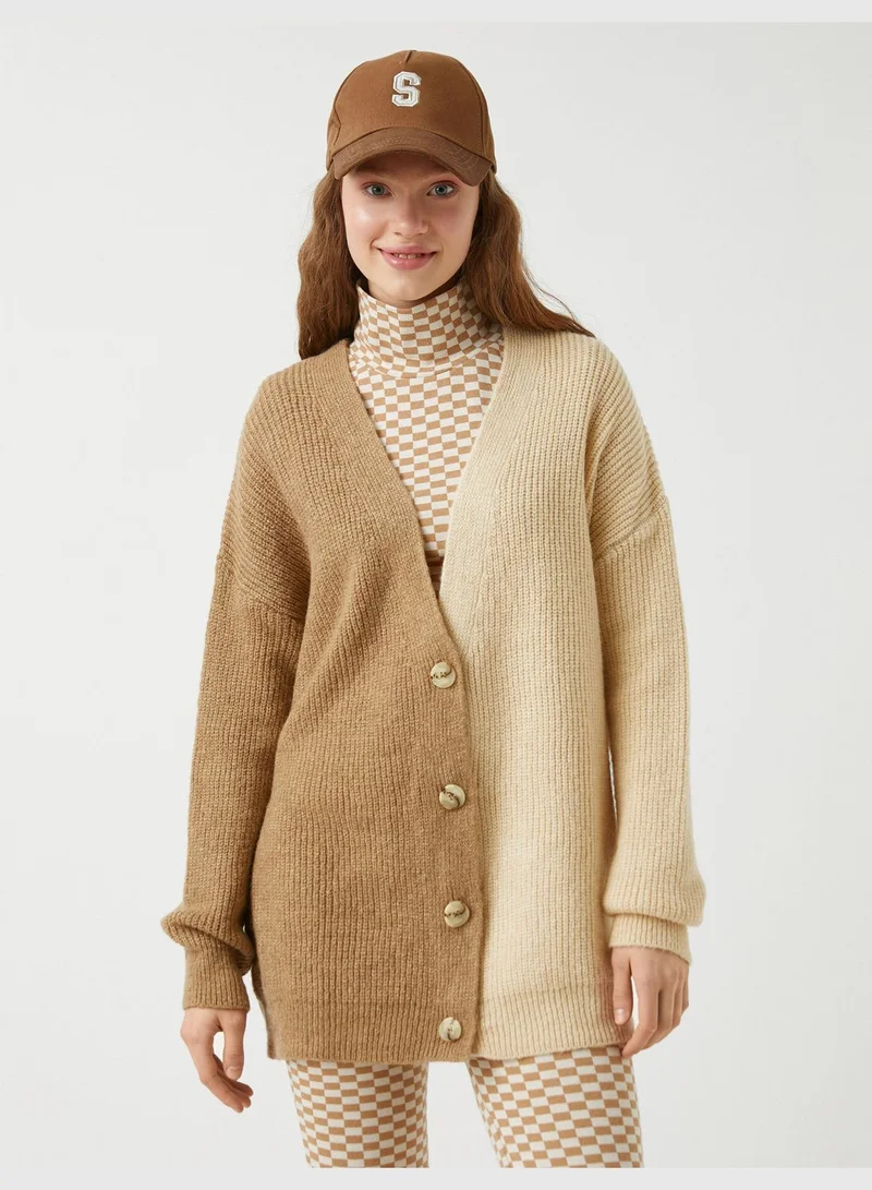 KOTON Color Block Cardigan