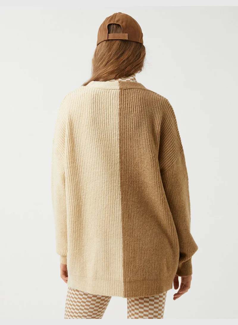 KOTON Color Block Cardigan