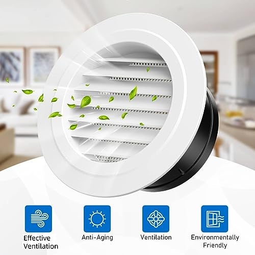 Hon&Guan 6'' Soffit Vent Exhaust Vent, 6 Inch Round Air Vent Dryer Vent Soffit with Built-in a Fly Screen for Bathroom Office Home(150mm） - Image 4