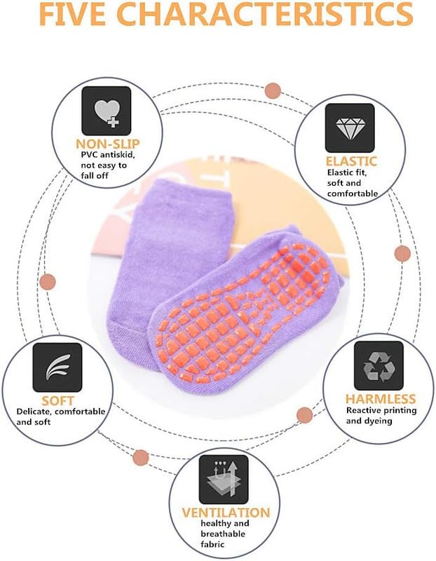 KETKAR Nylon 6 Pairs Non Slip Ankle Length Socks For Kids,Women,Men,Elderly, Slipper Socks With Grips For Hospital Yoga Pilates Indoor Sports, Multicolour - Image 2