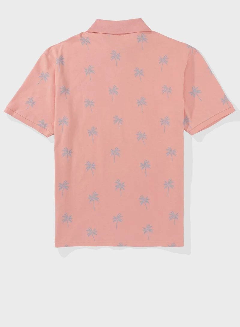 American Eagle Printed Pique Polo Shirt
