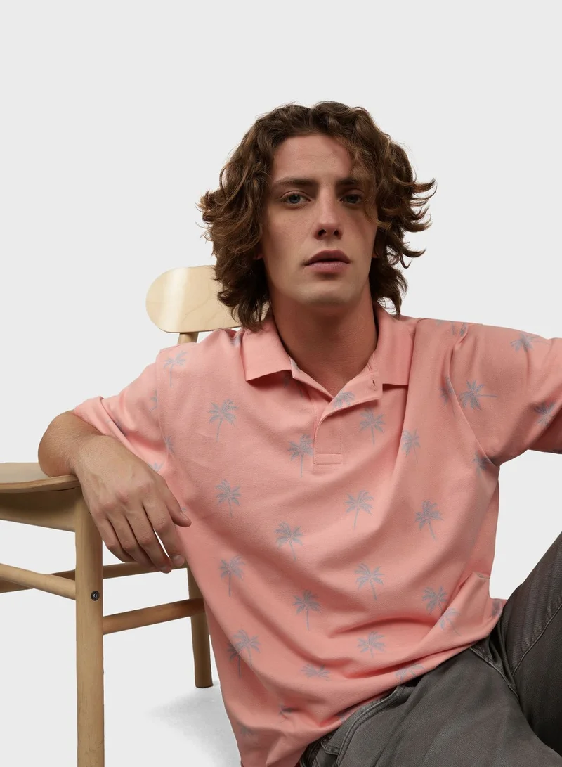 American Eagle Printed Pique Polo Shirt