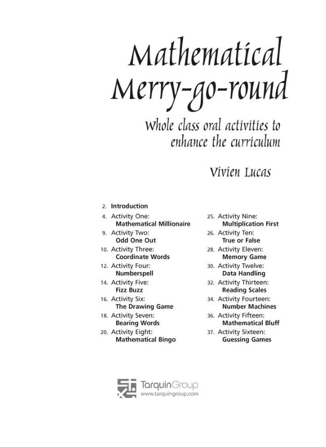 Mathematical Merry-go-round: Whole Class Oral Activities to Enhance the Curriculum  - Image 3