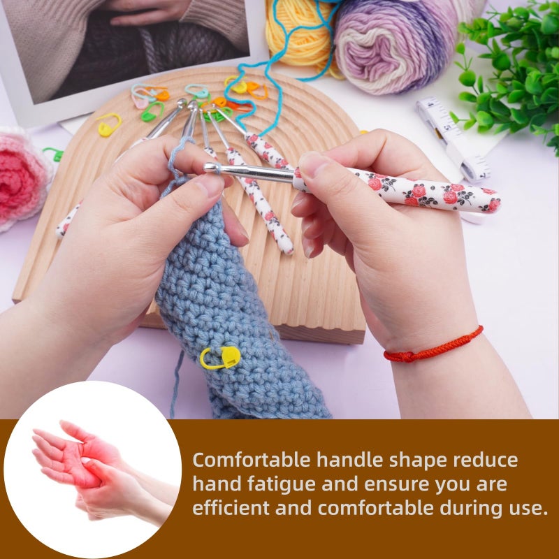 BsHooker Crochet Hook,5 mm Ergonomic Crochet Hook,Ergonomic Handle for Arthritic Hands,Soft Rubber Grip Extra Longâ€¯ Knitting Needles for Beginners and Crocheting Yarn - Image 4