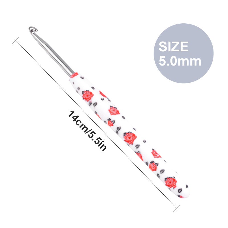 BsHooker Crochet Hook,5 mm Ergonomic Crochet Hook,Ergonomic Handle for Arthritic Hands,Soft Rubber Grip Extra Longâ€¯ Knitting Needles for Beginners and Crocheting Yarn - Image 2
