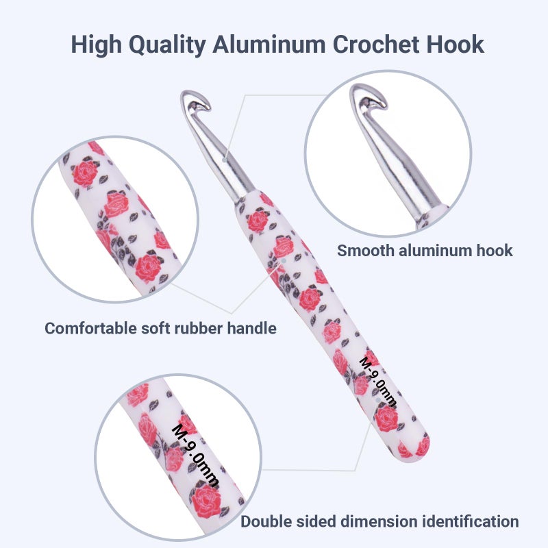 BsHooker Crochet Hook,5 mm Ergonomic Crochet Hook,Ergonomic Handle for Arthritic Hands,Soft Rubber Grip Extra Longâ€¯ Knitting Needles for Beginners and Crocheting Yarn - Image 3
