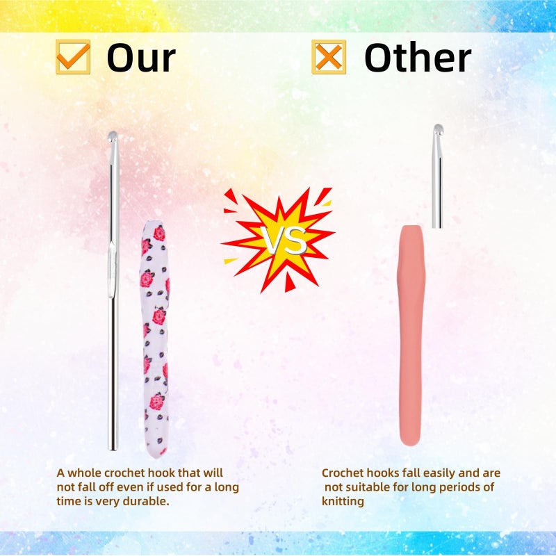 BsHooker Crochet Hook,5 mm Ergonomic Crochet Hook,Ergonomic Handle for Arthritic Hands,Soft Rubber Grip Extra Longâ€¯ Knitting Needles for Beginners and Crocheting Yarn - Image 5