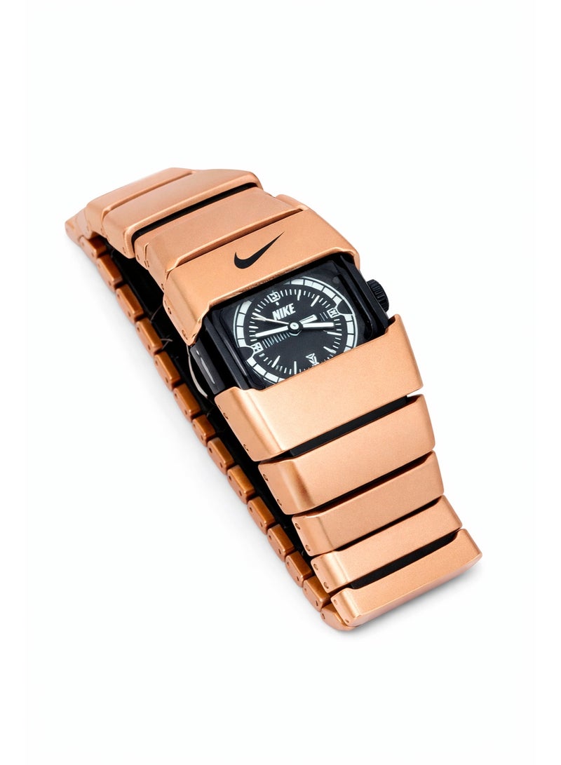 Nike Men’s Analog Watch – Copper Metal Strap Sporty Casual Wristwatch