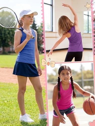 Cooraby 5 Pieces Girls Dance Tank Tops Racerback Sleeveless Tops for Ballet Gymnastics Dancewear - Image 3