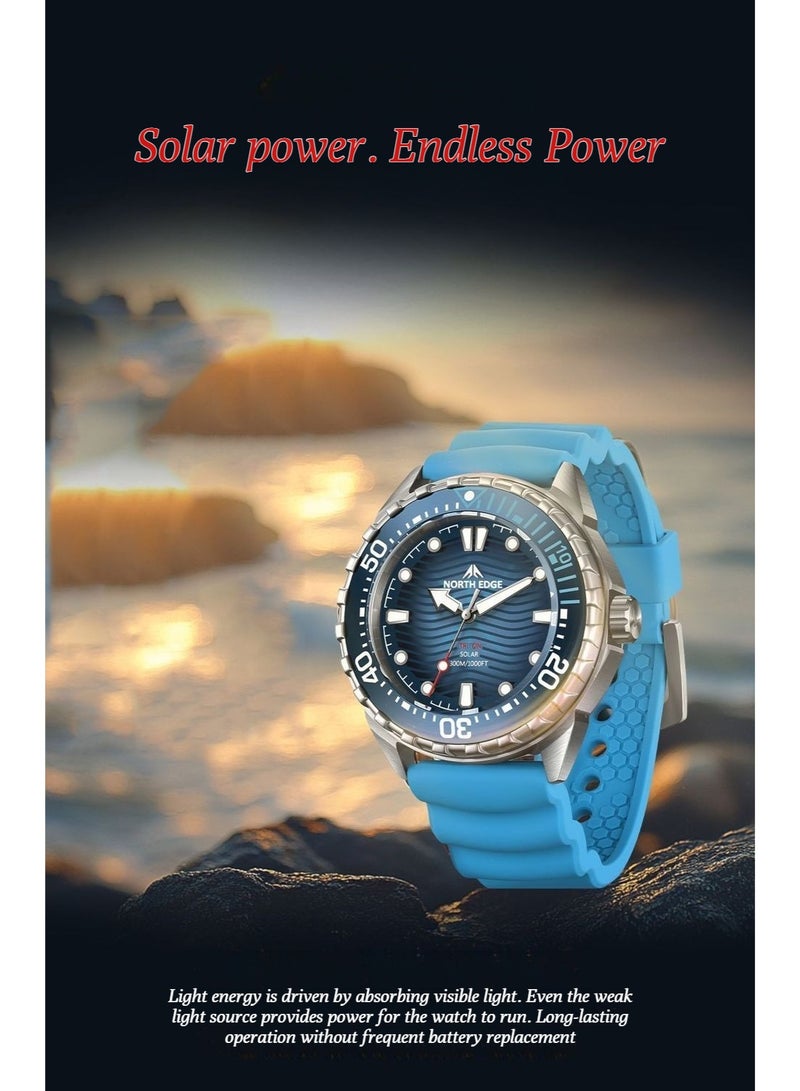 NORTH EDGE Kinetic-powered watch with 316 stainless steel case, water-resistant up to 300 meters, for men with extremely long battery life. - Image 3