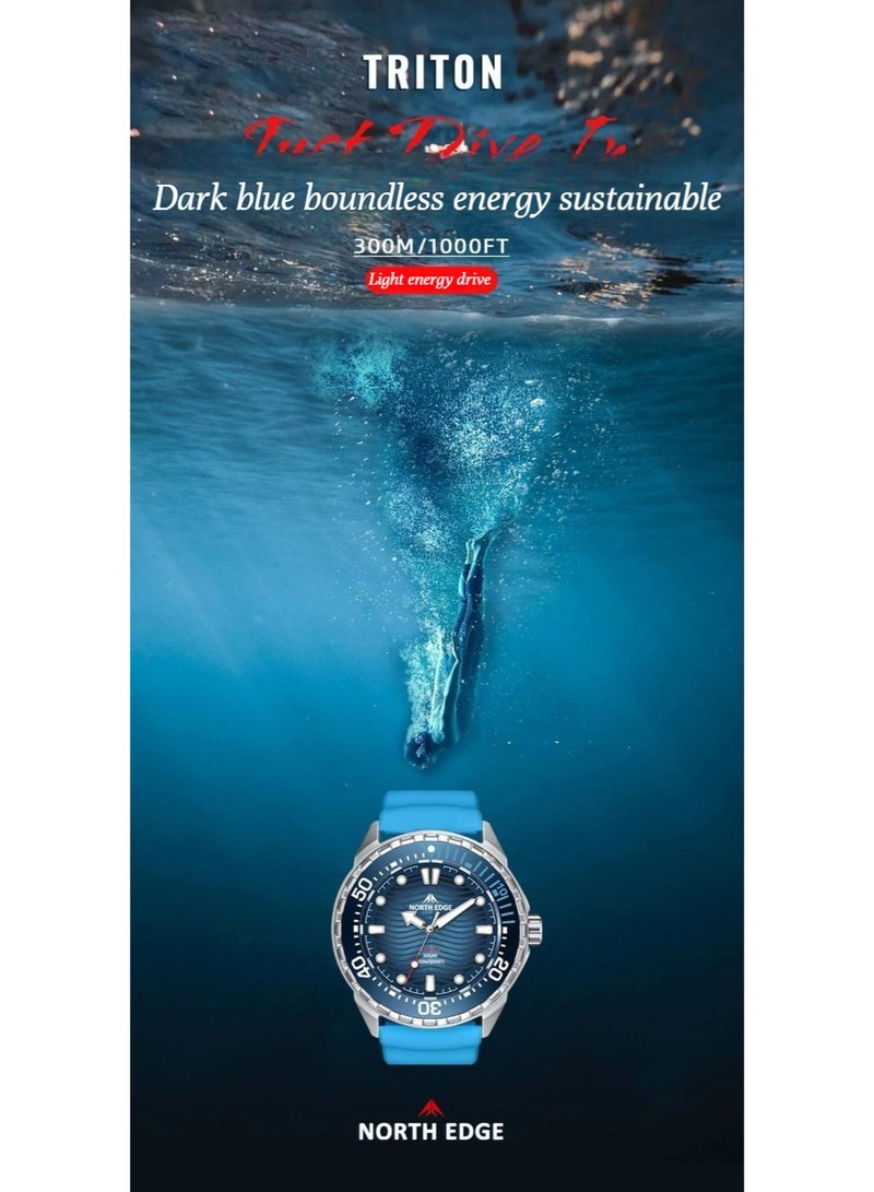 NORTH EDGE Kinetic-powered watch with 316 stainless steel case, water-resistant up to 300 meters, for men with extremely long battery life. - Image 2