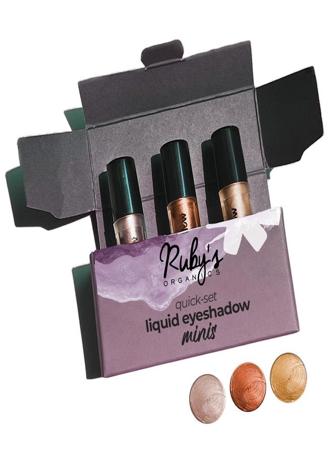 Ruby's Organics Eyeshadow Liquid Mini's Set For Women- Metallic Finish, Long Wearing, Smudge Proof, Non Irritating, Vegan, Organic, Moon Metals Pack Contains Luna, Copper and Aurus,3ml Each-Pack of 3 - Image 1