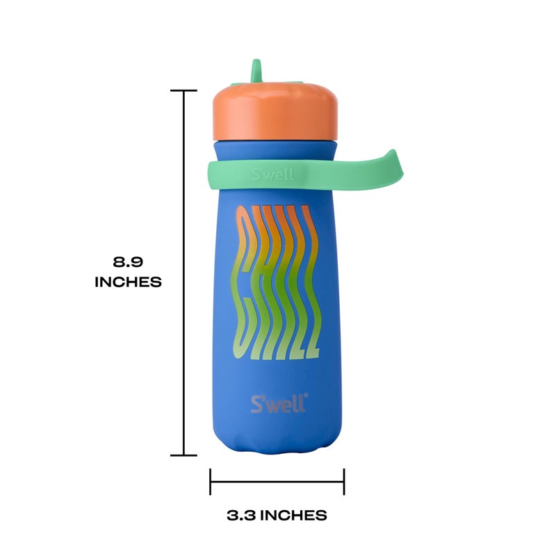 S'well Stainless Steel Kids Traveler with Flip Straw Lid, 16oz, Blue Chill, Triple Layered Vacuum Insulated Containers Keeps Drinks Cold for 24 Hours, BPA Free, Easy Carrying On the Go - Image 4